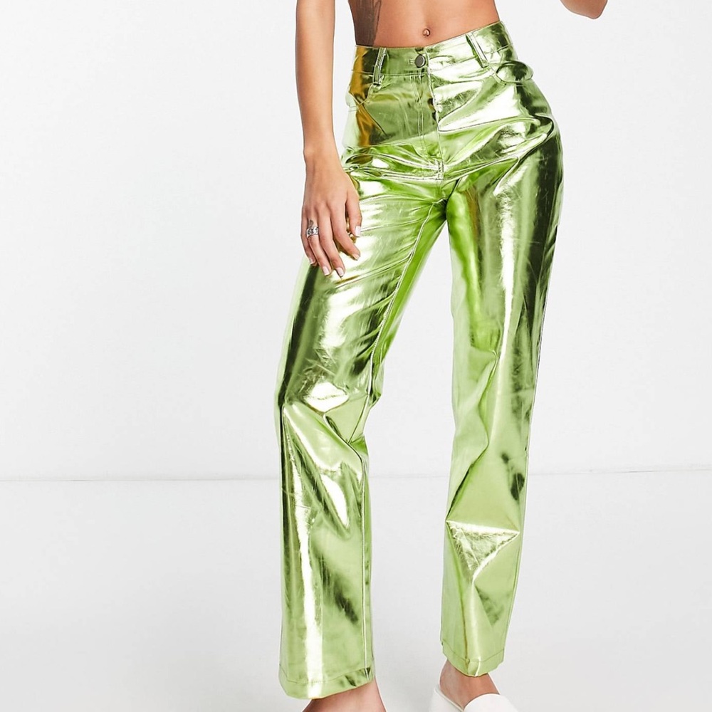 Shiny Metallic Green Pants